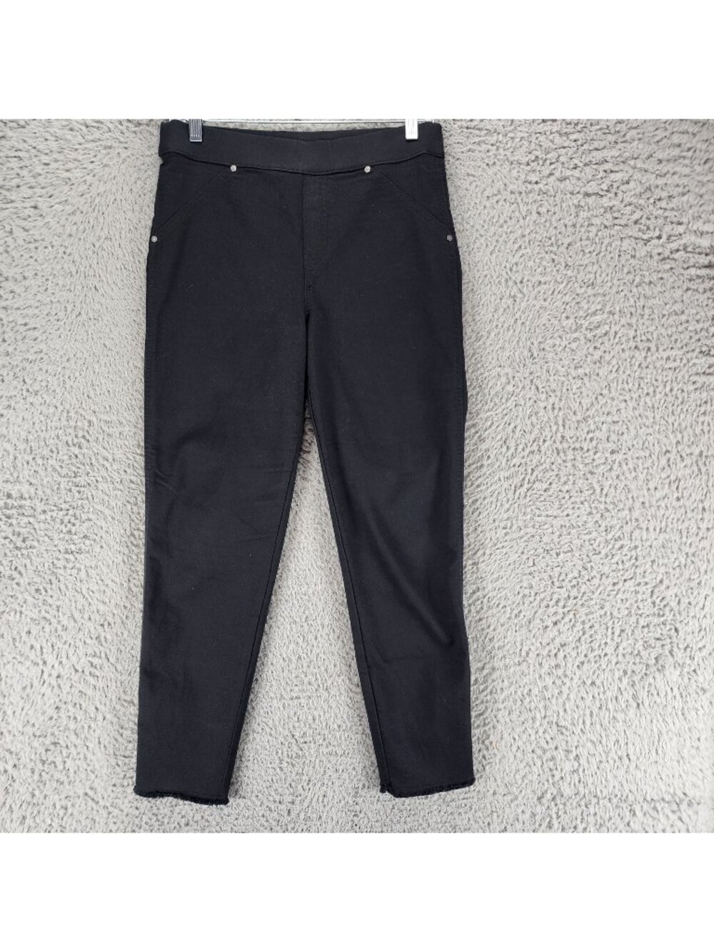 Intro Jeans Womens 6 Black Stretch Denim Frayed Hem Skinny